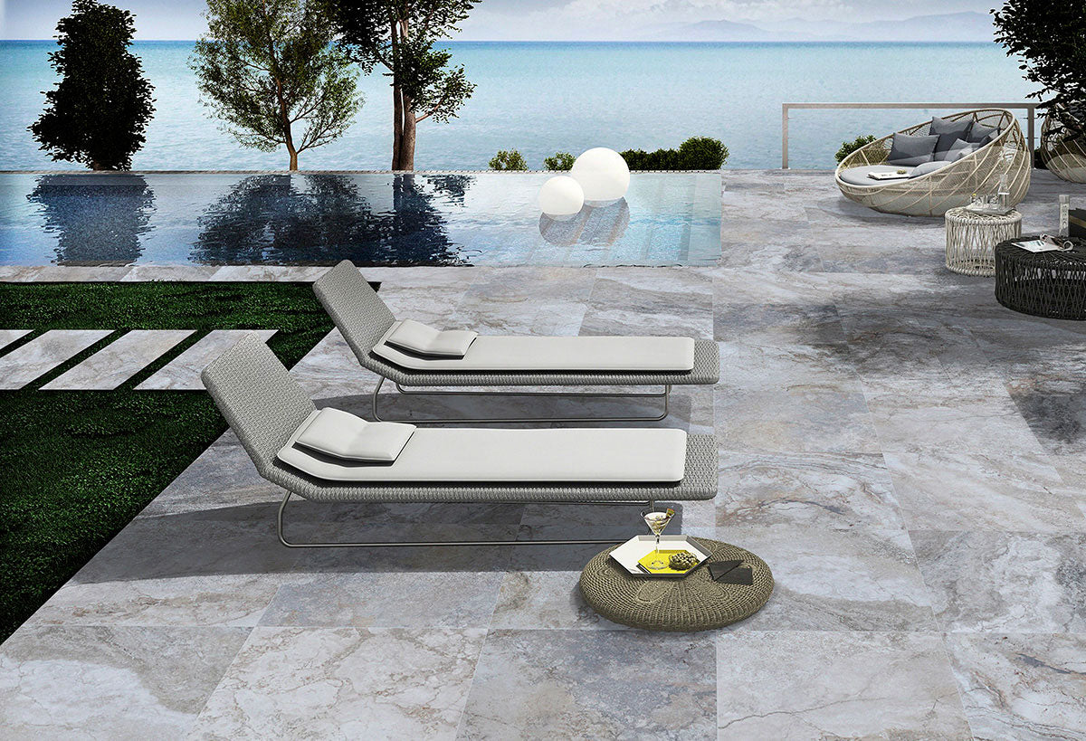 MSI Argento Travertino Matte Anti-Slip Porcelain Pavers 24"x24" - Arterra Collection
