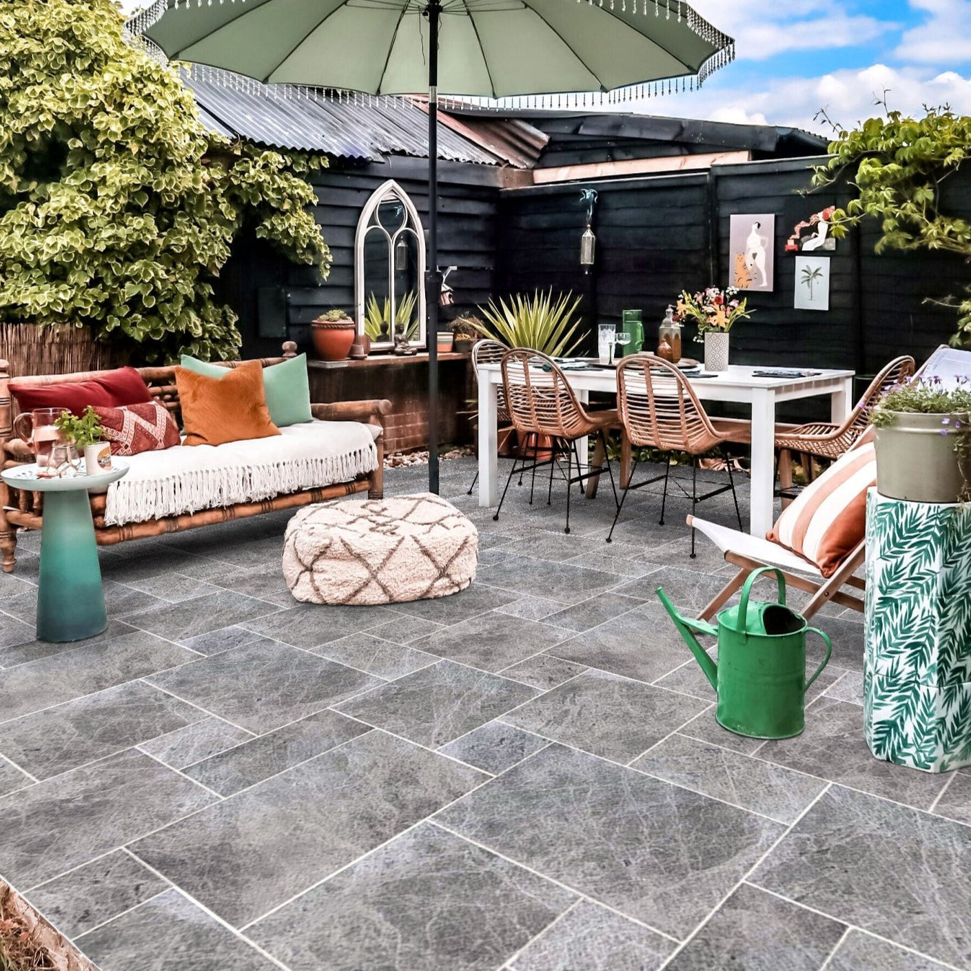 Silver Shadow Marble Leathered Pavers