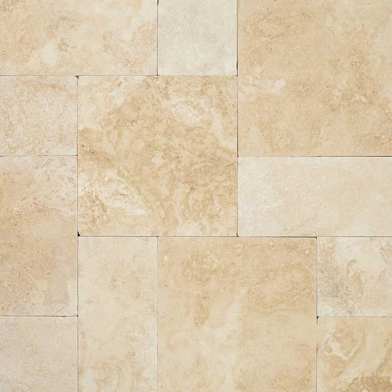 MSI Tuscany Ivory Tumbled Travertine Mini Pattern Set Paver - 20 Kits