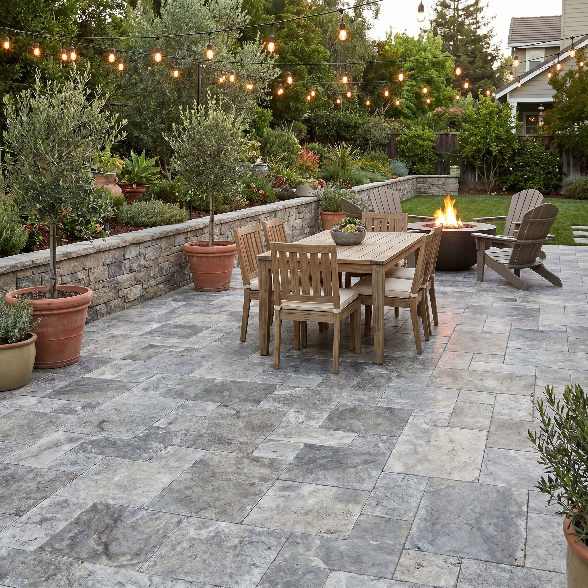 Silver Travertine Tumbled Pavers