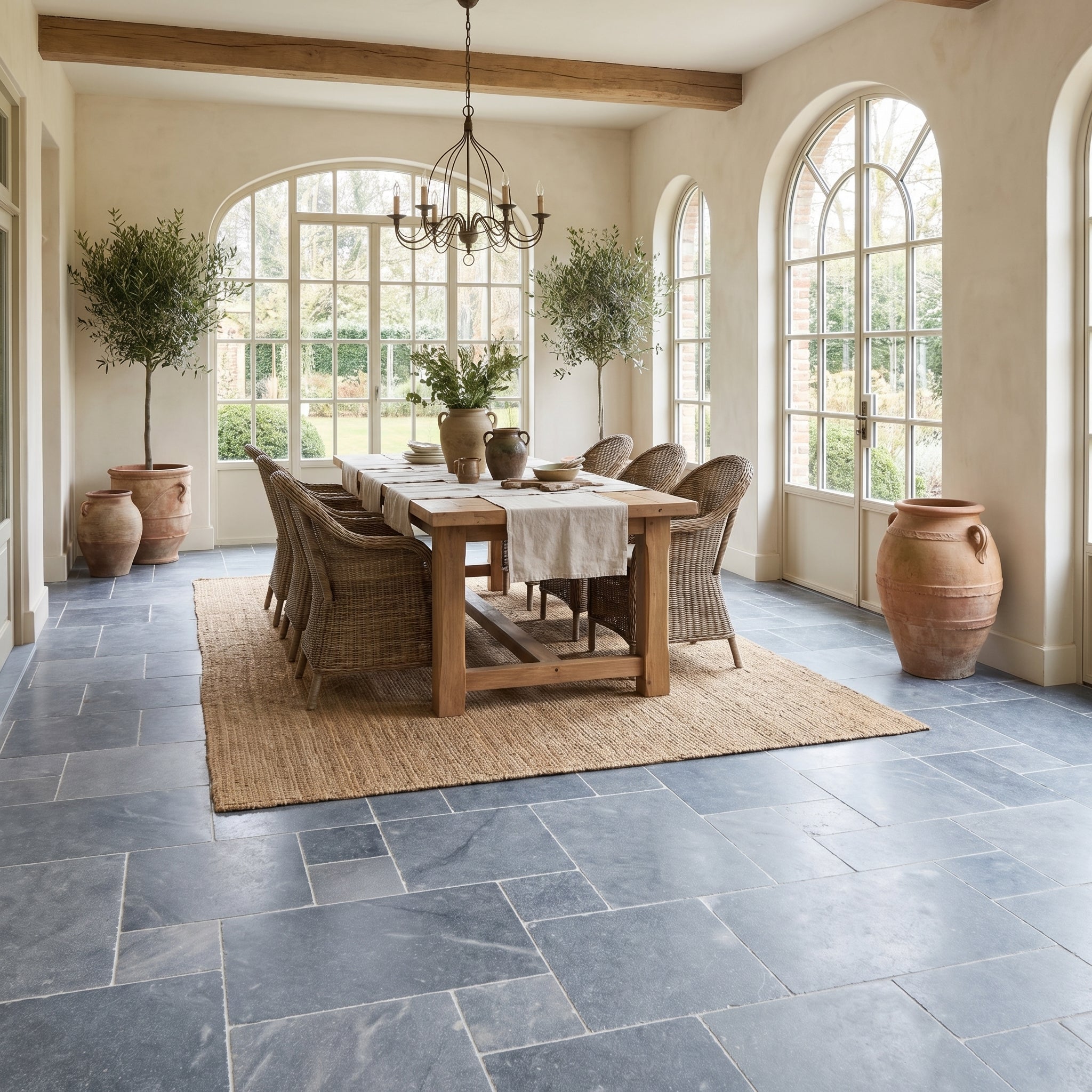 Bluestone Sandblasted Brushed French Pattern Set Marble Tile