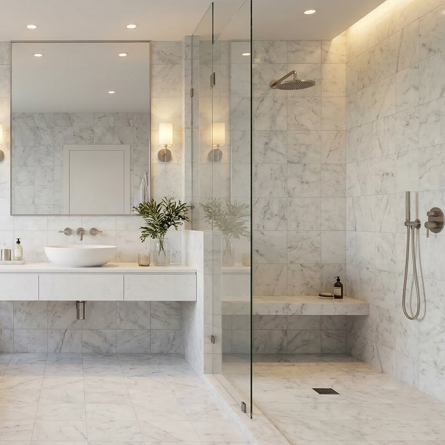 Carrara White Polished Marble Tiles