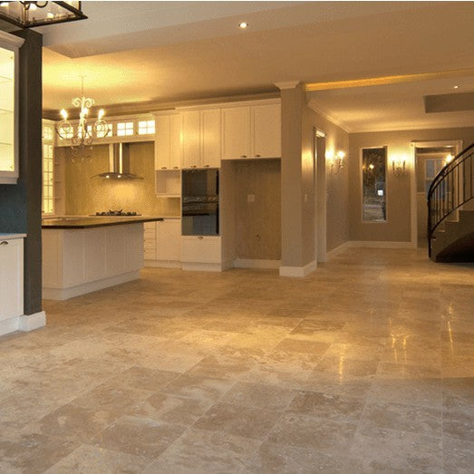 Denizli Beige Travertine Tile 12″x12″x3/8″
