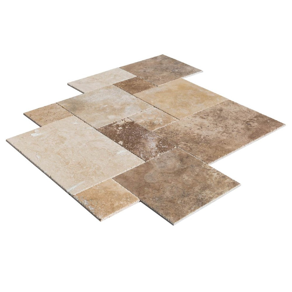 Gobek Mix Antique French Pattern Set Travertine Tile