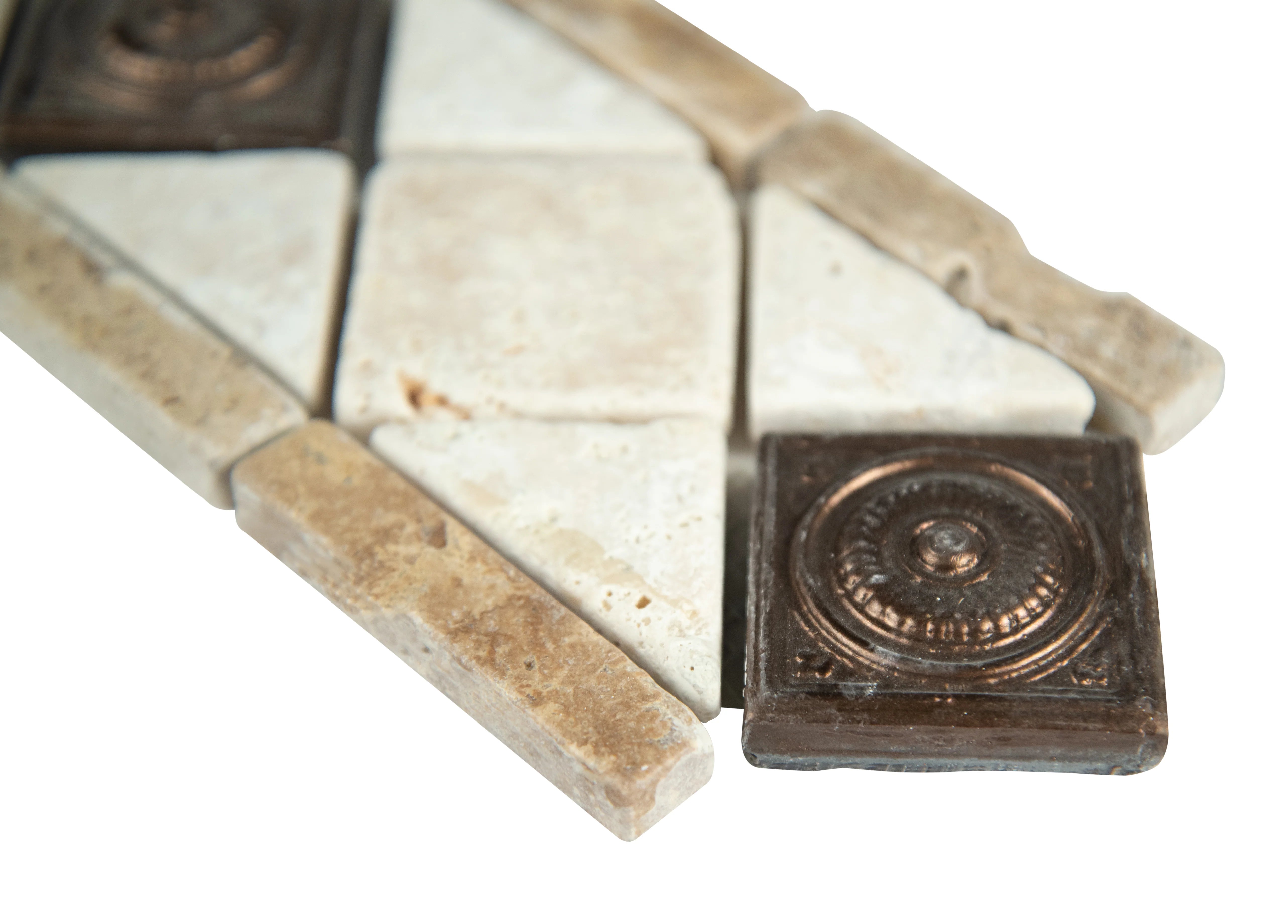 MSI Noche Chiaro Copper Scudo Tumbled Metal Stone Mosaic Tile 4"x12"