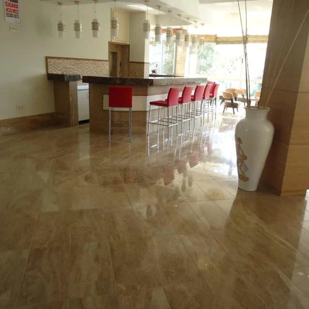 Noce Brown Vein-cut Travertine Floor and Wall Tile 12"x24"
