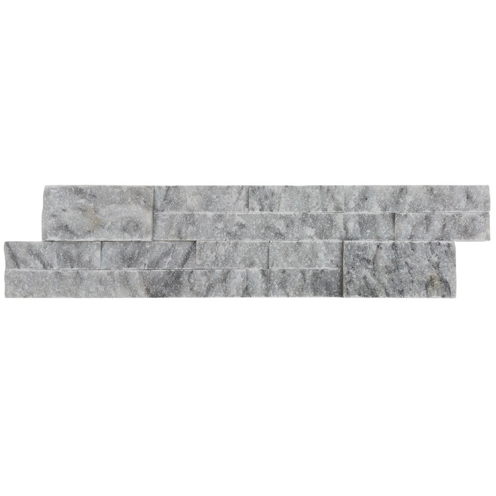 Carrara Gray Marble Stacked Stone Ledger Panel